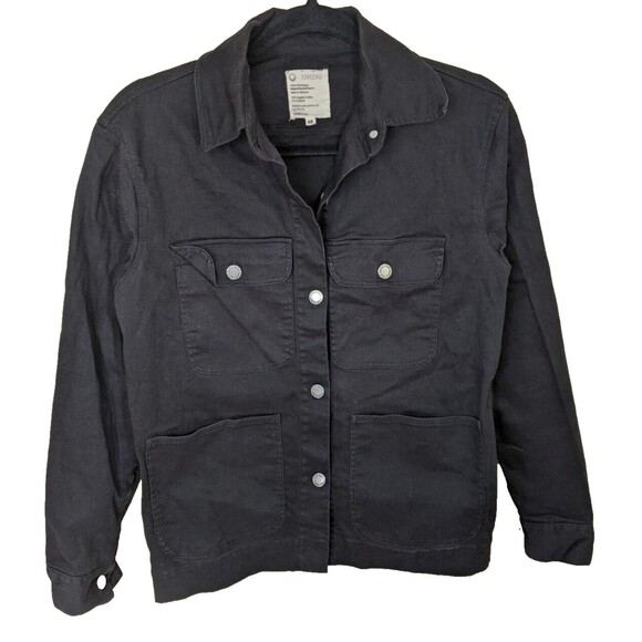 For Days Shirt Jacket Black Organic Cotton Relaxed Fit Pockets Collared XS - Picture 2 of 9